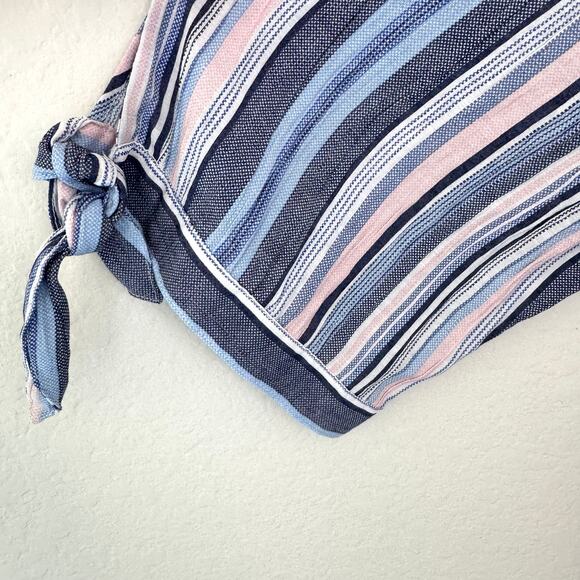 Catherines Womens Button Front Shirt Size 4X Striped Flowy Feminine Blue - Picture 4 of 6